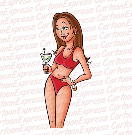 swimsuit model with martini